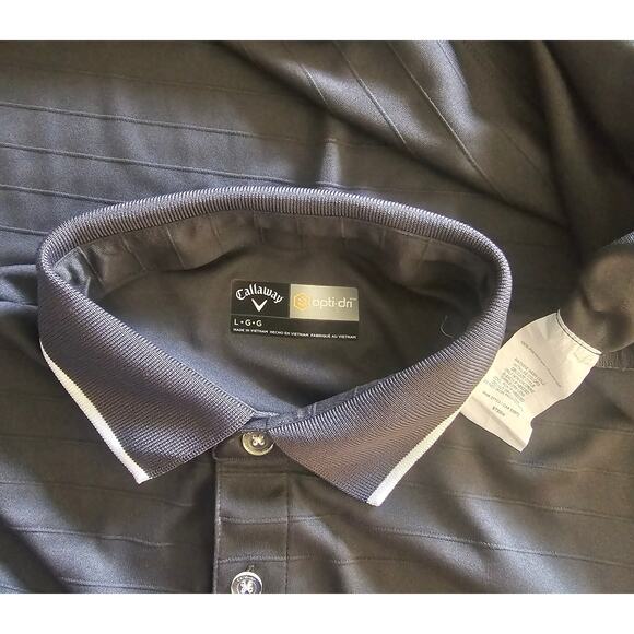 CALLAWAY Opti-Dri Golf Short Sleeve Polo SHIRT Gray White Men's size Large - Picture 3 of 5